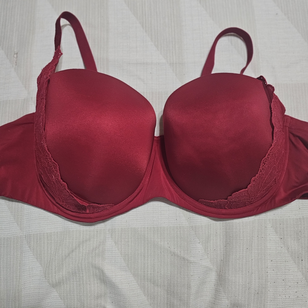 Red Lace Trim Bra